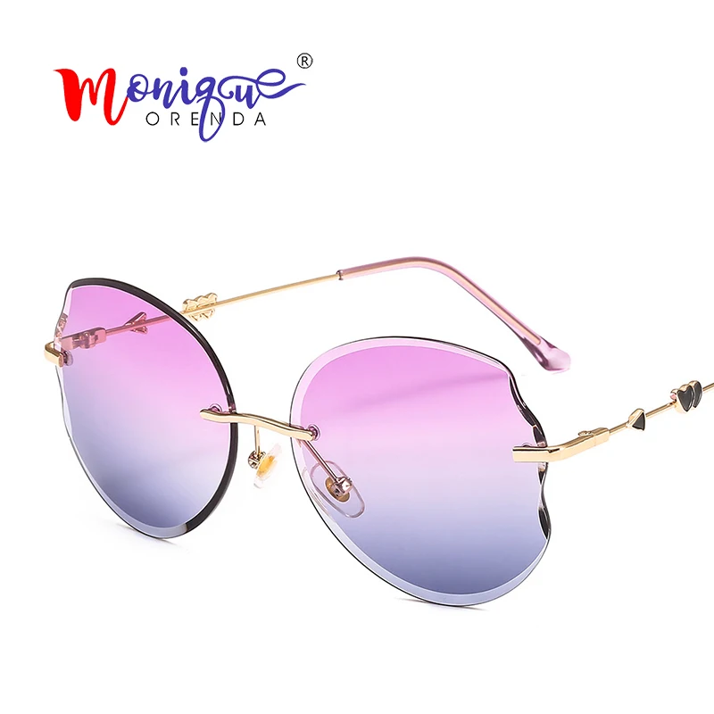 Сексуальные женские крупные солнцезащитные очки овальные винтажные без оправы с