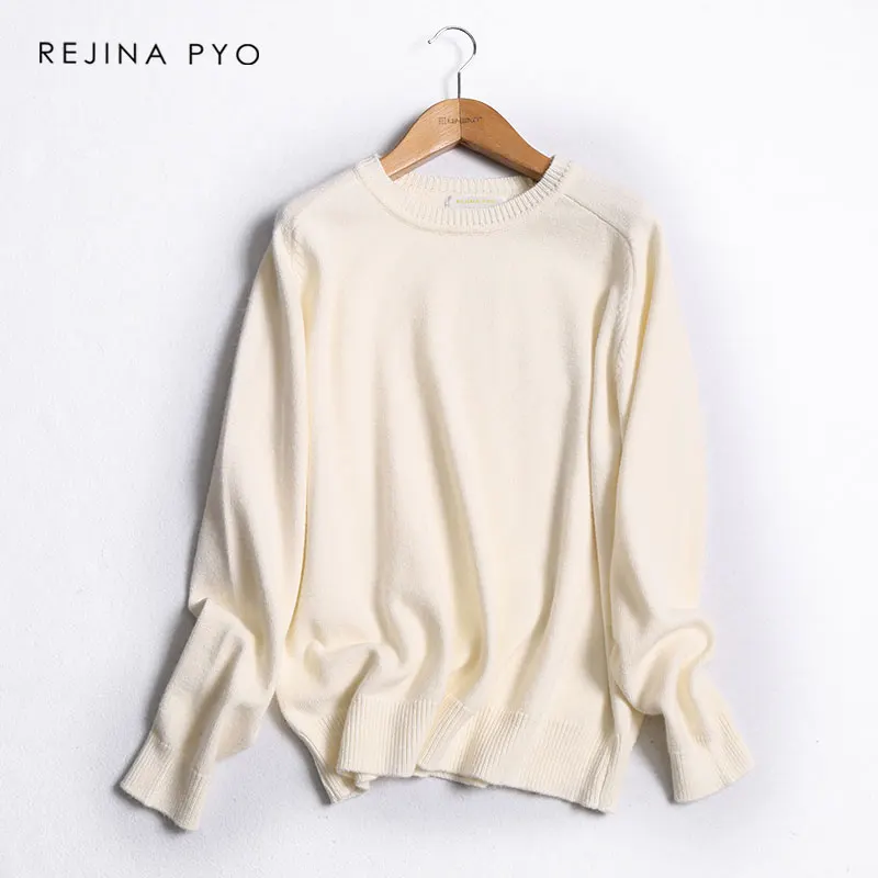 BIAORUINA Women Basic Solid O-neck Knitting Casual Sweater Female Fashion Loose Comfortable All-match Straight Pullover | Женская одежда