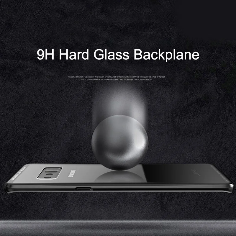 Luphie Bumper for Samsung Galaxy Note 8 Case Luxury Ultra Thin Metal Aluminum Frame+9H Transparent Tempered Glass back cover |