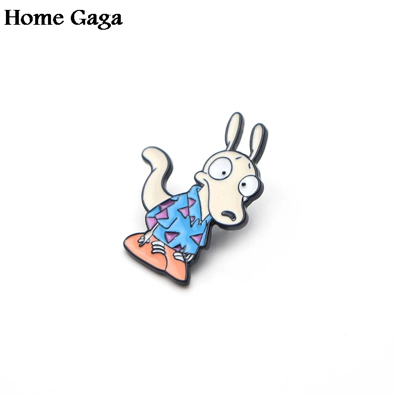Homegaga Rocko современная жизнь рок-Цинковый галстук мультфильм булавки броши для рюкзака, одежды для мужчин и женщин шляпа Декоративные значки медаль D1328