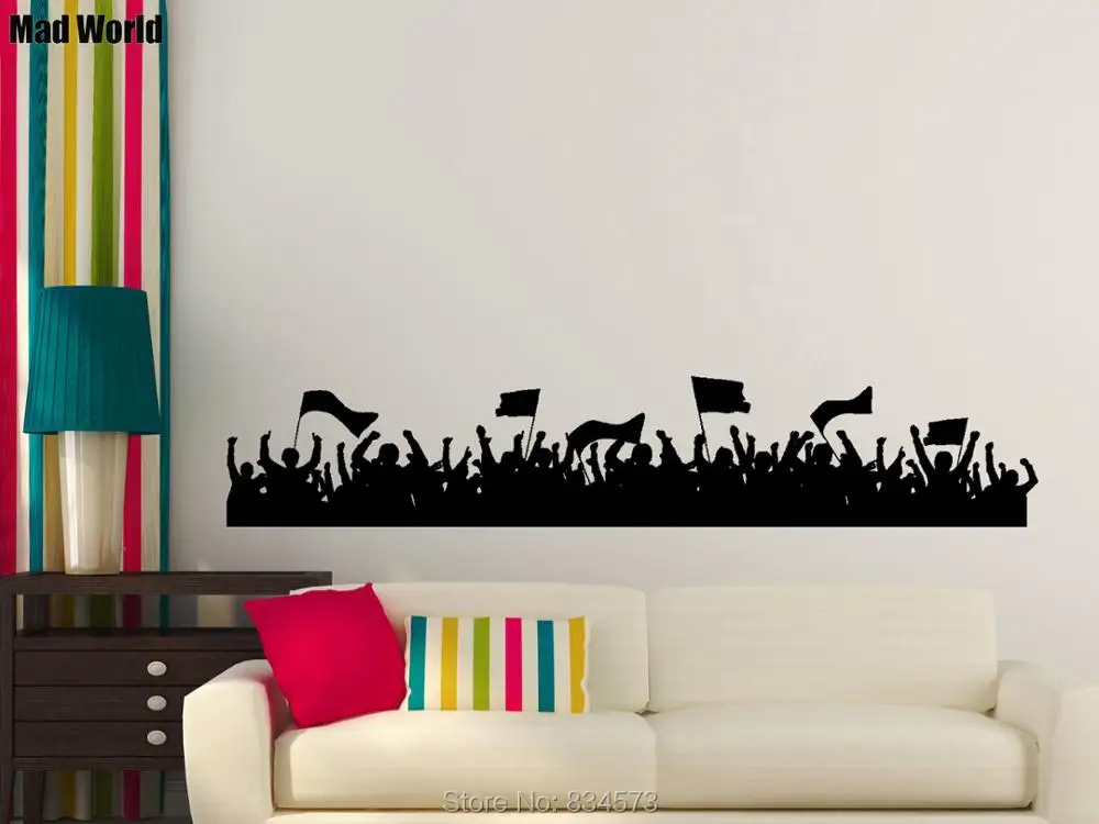 Безумный мир Футбол толпа в людей Wall Art Стикеры стены наклейки на дома DIY