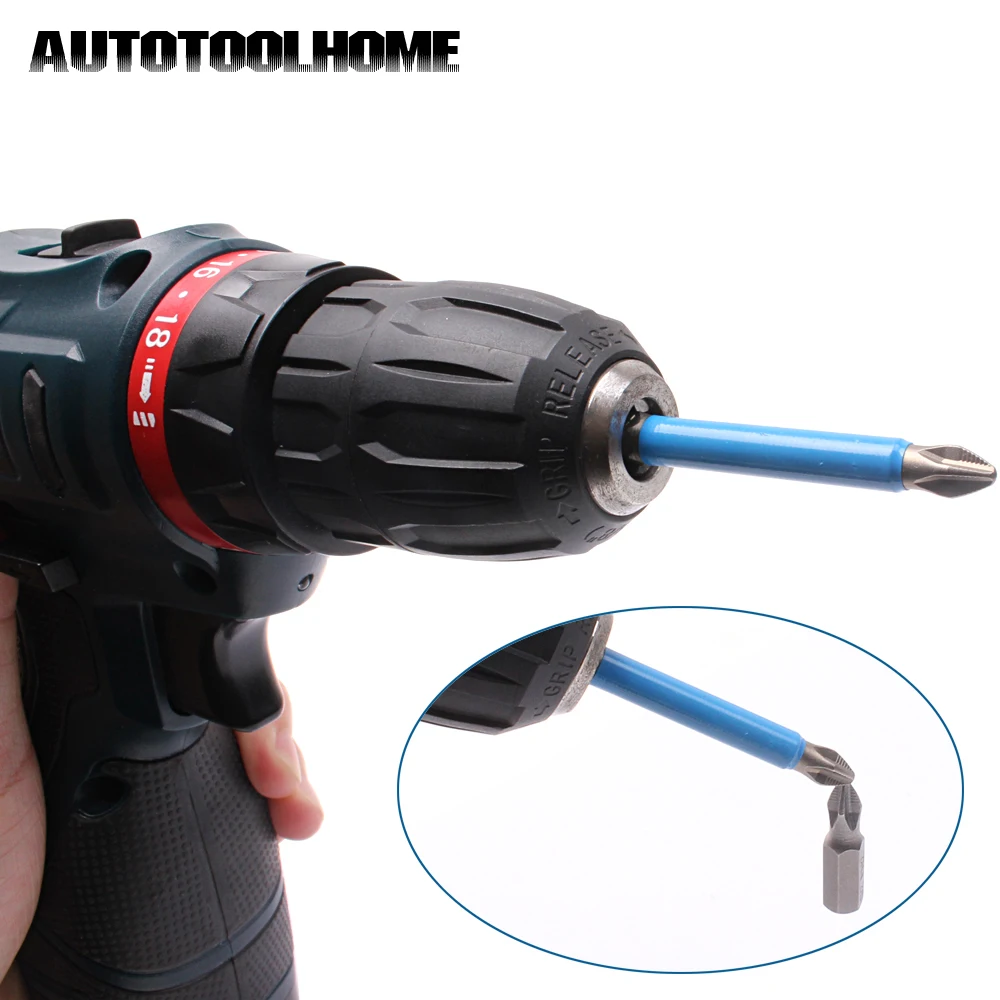 AUTOTOOLHOME 1/" Hex 7 шт. PH2 противоскользящая электрическая отвертка Набор бит односторонние наконечники 25 мм 50 мм 65 мм 70 мм 90 мм 127 мм 150 мм