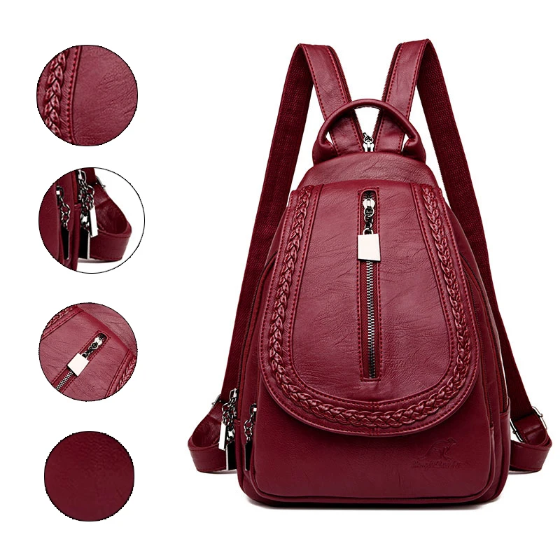Women Leather Backpacks Classic Female Chest Bag Sac a Dos Travel Ladies Bagpack Mochilas School Bags For Trrnage Girls Preppy
