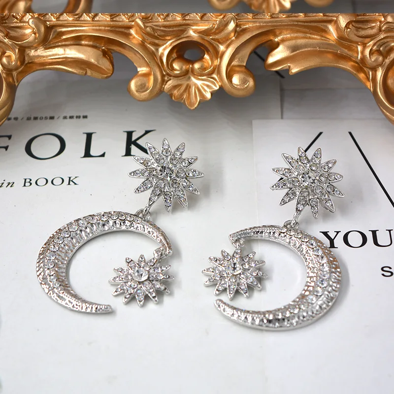 Модные длинные серьги Moon Stars для женщин