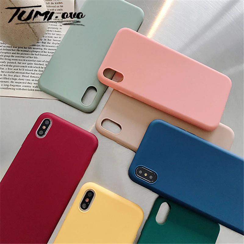 Роскошные мягкие матовые цветные Чехлы для iPhone 7 plus 8 6 6s X XS max XR противоударный