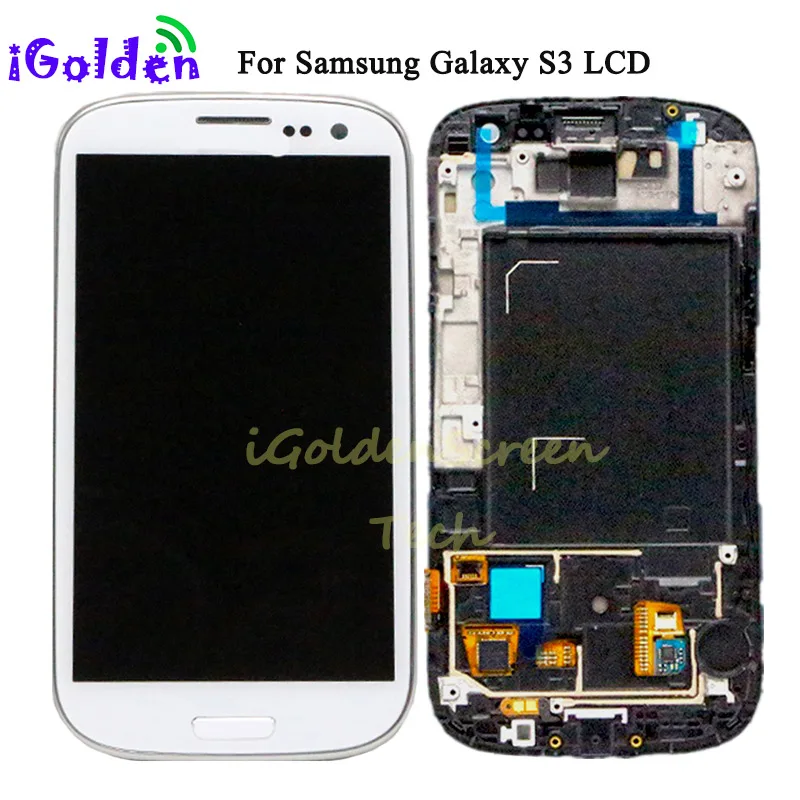 ЖК-дисплей для Samsung Galaxy S3 III i9300 с сенсорным экраном дигитайзер рамкой + Кнопка