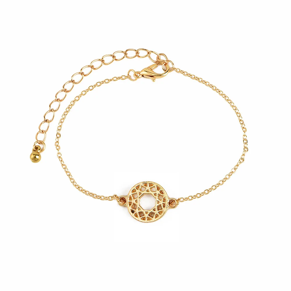 Женский комплект браслетов круглой формы винтажный Топ золотого цвета галстук в