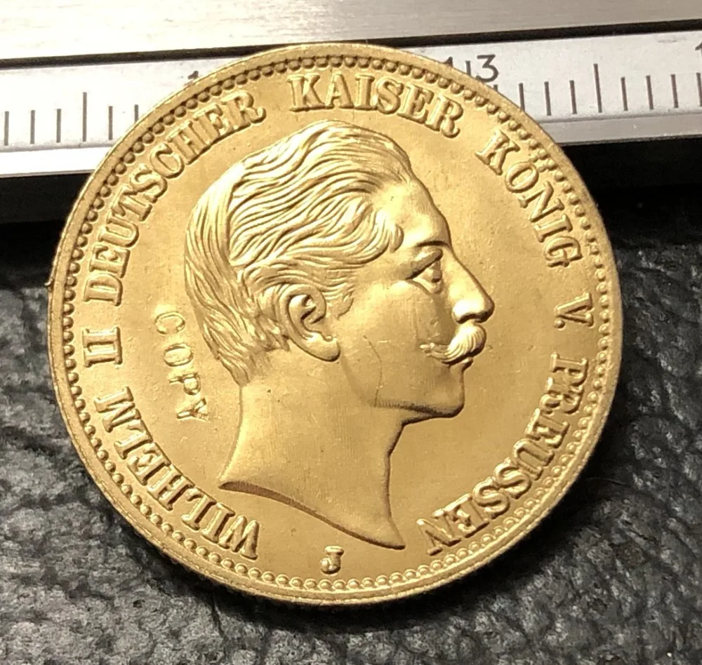 Немецкая 1912 Королевство Пруссия 20 марка-вильхелм Золотая копия монеты