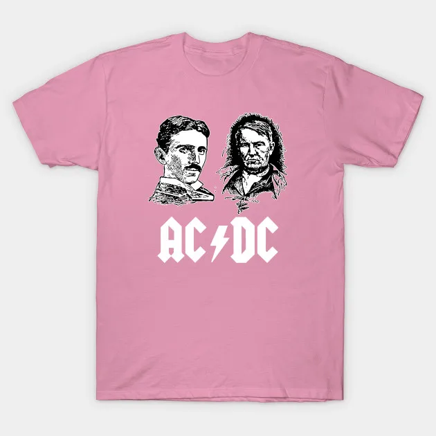 Прямые Продажи тройники homme Одежда Печати Хлопок короткий О шеи AC Тесла Эдисон