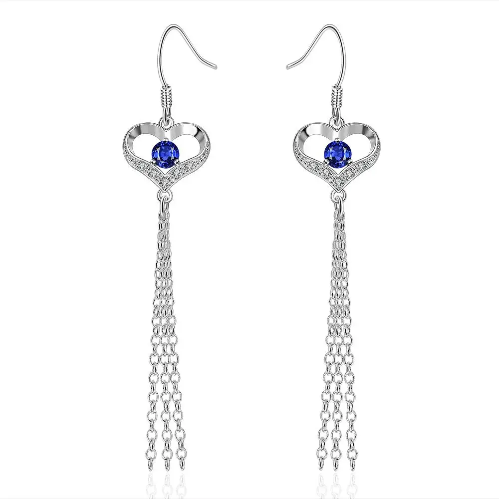 Новые Модные посеребренные серьги для женщин синий/белый кристалл циркония три