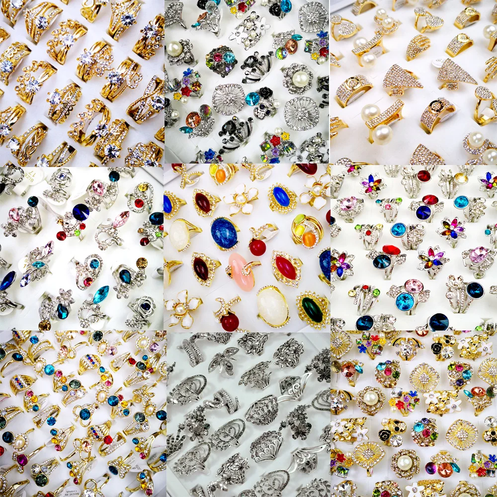 20 шт./лот женские кольца с цветком из циркония AAA смешанный стиль ювелирные