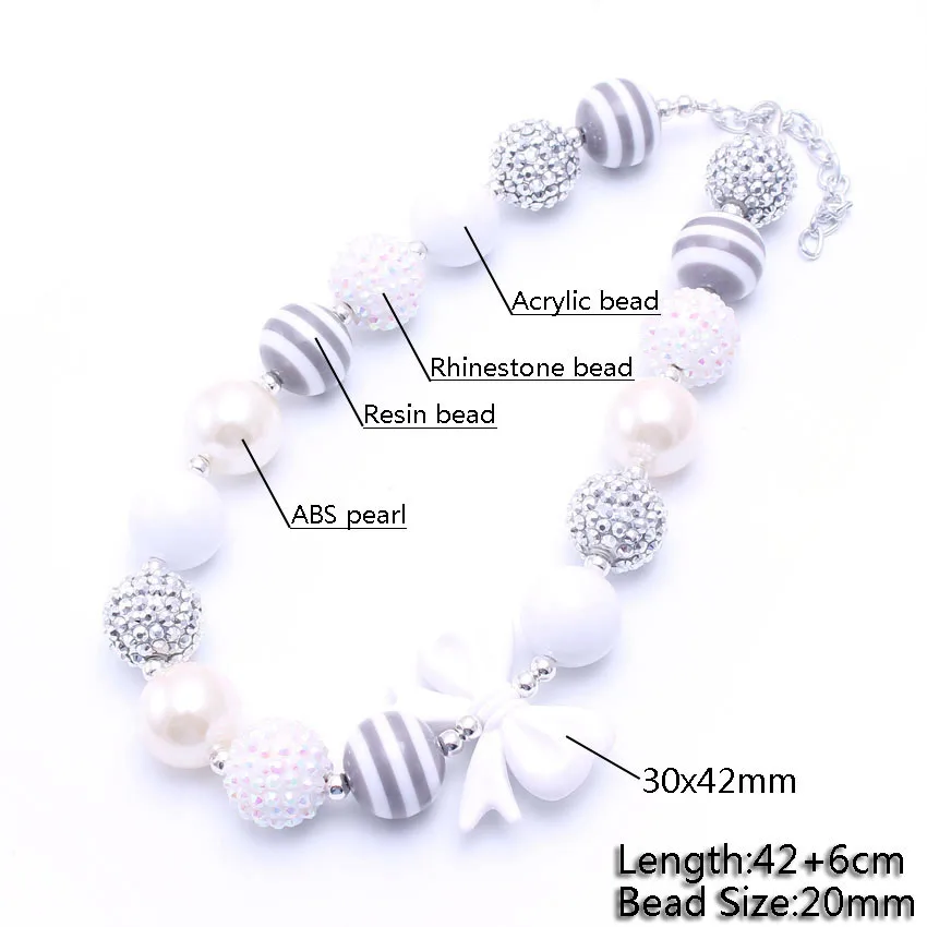 MSH.SUN/милое детское ожерелье с бантом и массивными бусинами Модное массивное для