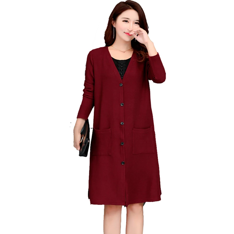 Женский Длинный свободный вязаный кардиган зеленого размера плюс 4XL 5XL Pull Femme