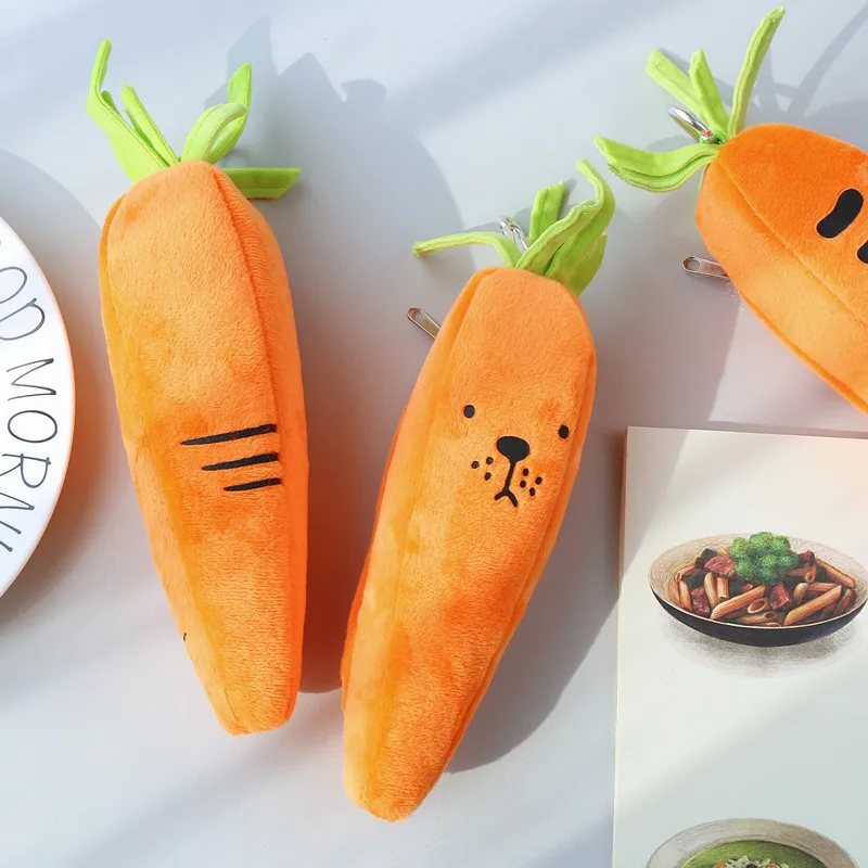Новинка бархатный чехол для карандашей с морковкой вместительная школьная сумка