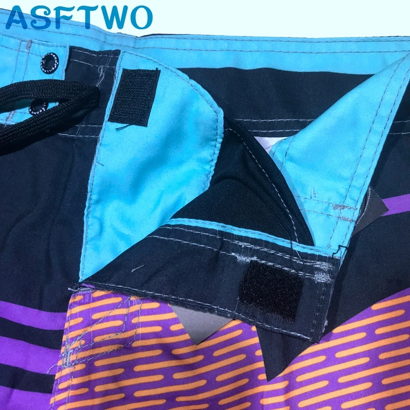 ASFTWO новинка 2019 мужские пляжные шорты для серфинга Лоскутные Полосатые с принтом