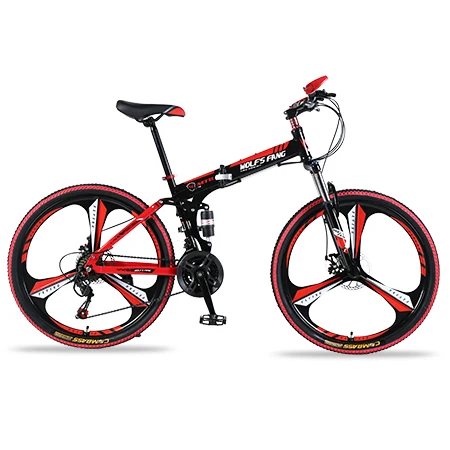 3-Black Red Горный велосипед 21 скорость 2"-дюймовый складной велосипед велосипеды унисекс ударопрочный каркас велосипед спереди и сзади механик - Цвет: 3-Black Red