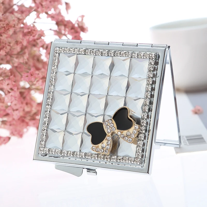 Cute Mini Folding Portable make-up Cosmetic beauty makeup compact pocket mirror women gifts bling crystal rhinestone bowknot | Дом и сад