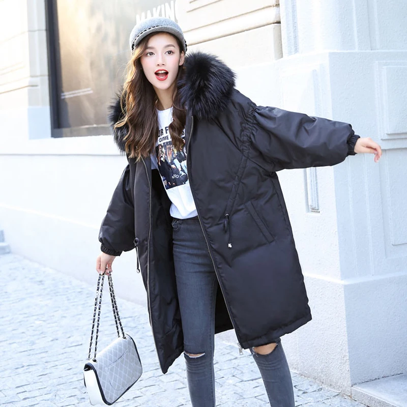 Зимняя куртка для женщин 2018 длинные женские пальто куртки большой натуральный