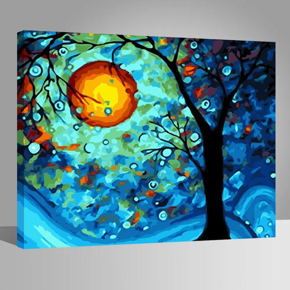 Дерево и защита от солнца для дорожки-diy Краски ing по номерам комплект детей