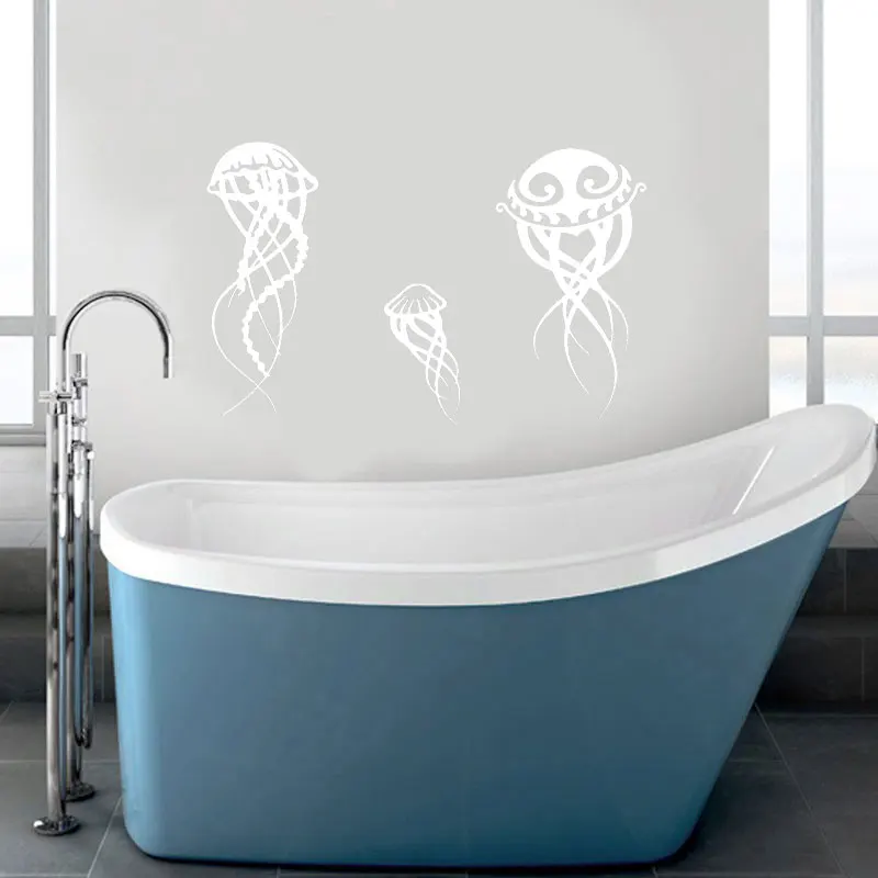 

Jellyfish Sea Fish Bathroom Wall Sticker Vinyl Home Decor Ocean Animal Design Removable Mural Wallpaper Waterproof Y-31