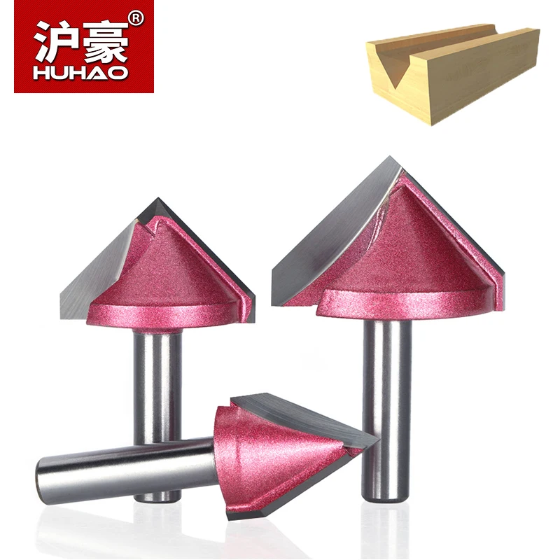 HUHAO 1 шт. хвостовик 8 мм V типа долота фрезы Фрезы для дерева Вольфрам 3D
