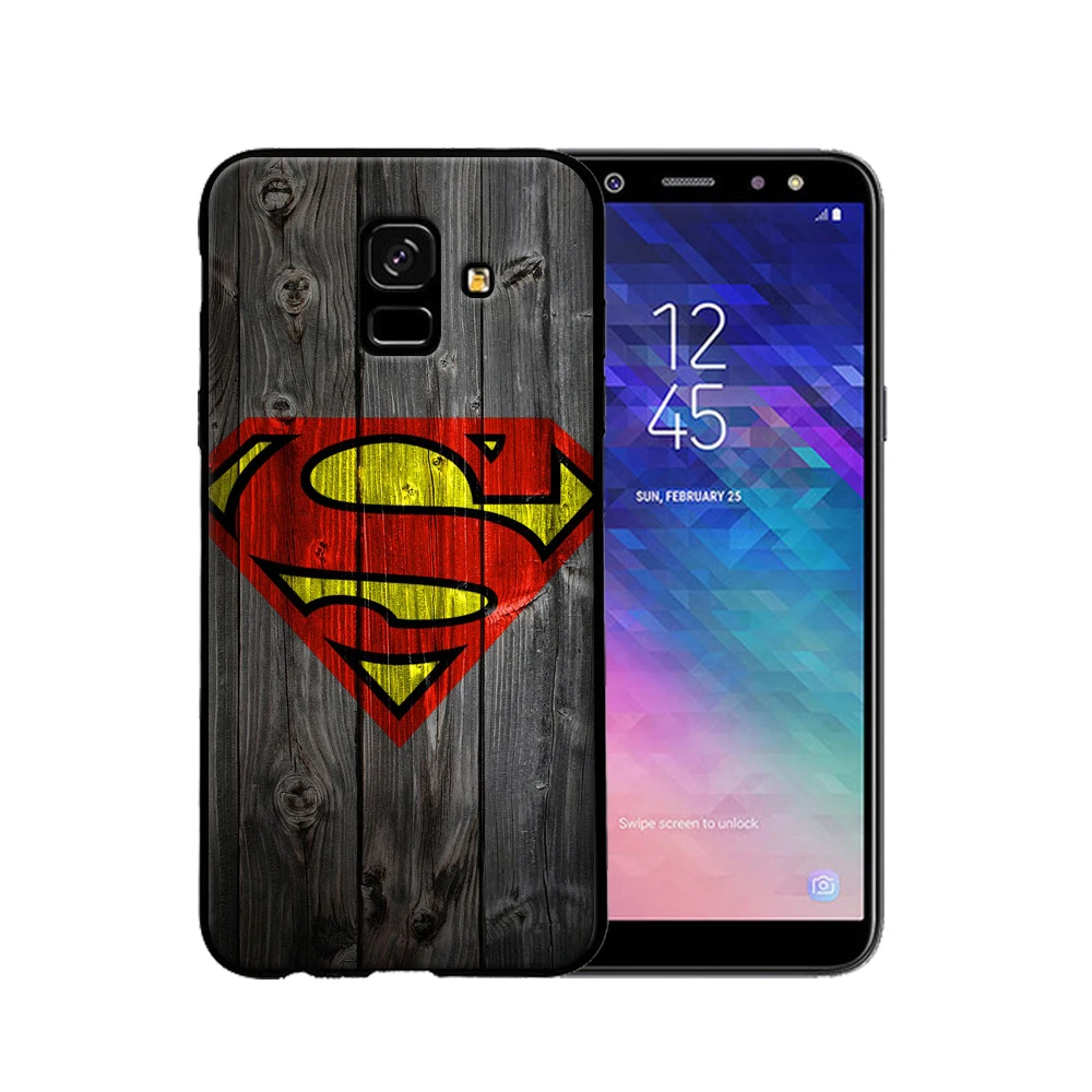 For Samsung Galaxy A6 cover Batman Superman Spiderman black soft silicone A6Plus Mobile Phone Cases |