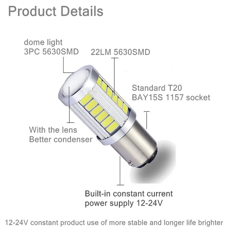 JSTOP C2 C4L C Elysee Автомобильные светодиодные лампы P21/5 Вт 12VAC внешний свет 5730smd BAY15D