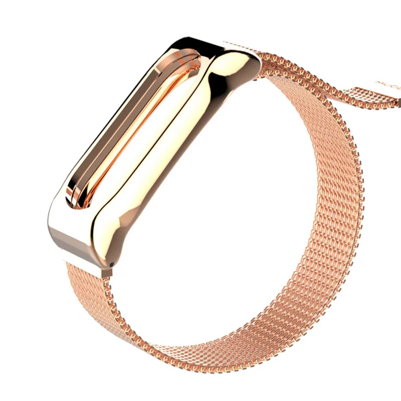 Rose Gold Браслет mi jobs mi Band, 2 ремешка, браслет из нержавеющей стали для Xiaomi mi, ремешок на запястье, 2 магнита, металлический Смарт-браслет, ремешок mi Band, 2 браслета - Цвет: Rose Gold