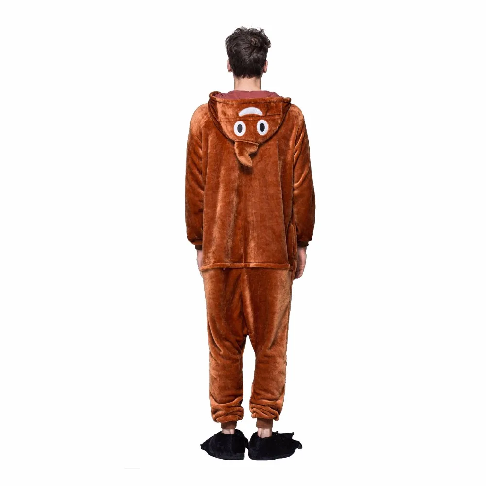 Kigurumi фланелевые какашки эмодзи Onesie пижамы для взрослых женщин милые зимние