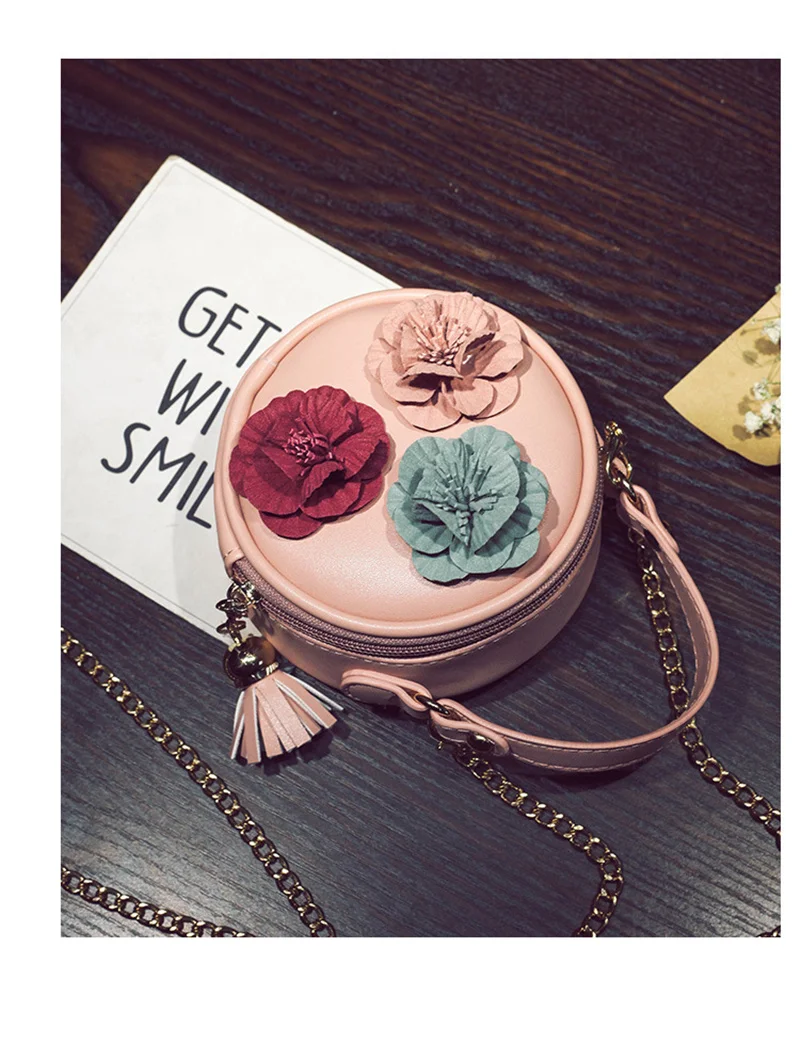 2019 женский маленький круглый сумка Симпатичные для девочек в цветочек кошелек