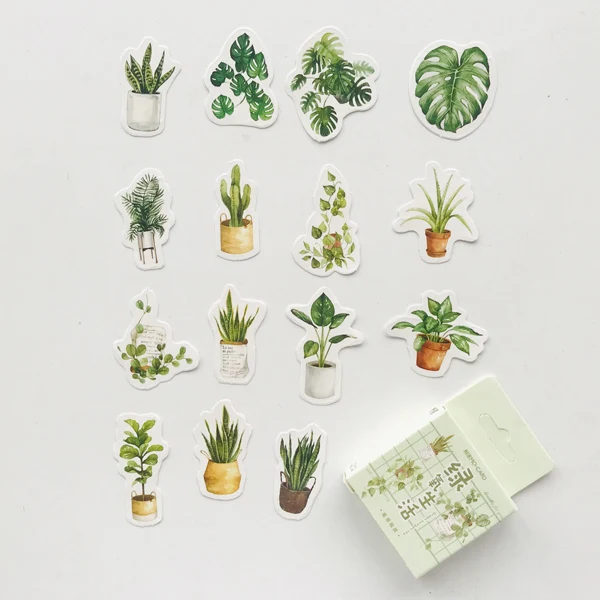 A 45 шт./упак. Kawaii Greent Plant Zoo животные декоративные этикетки для скраббукинга DIY Дневник этикетка-Наклейка Декор подарок для детей - Цвет: A