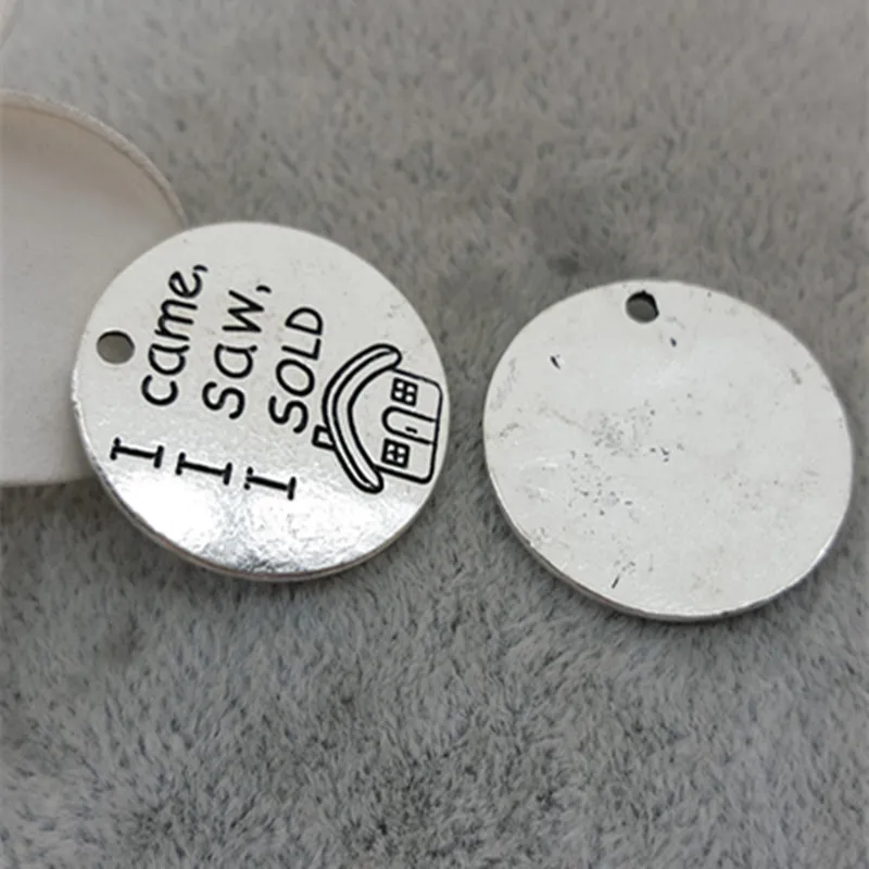 20 шт./лот размер 23 мм древний металлический диск метка надпись I Come я увидел что