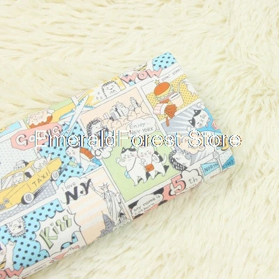 Высококачественная Плотная хлопковая ткань с принтом кота из мультфильма ручная