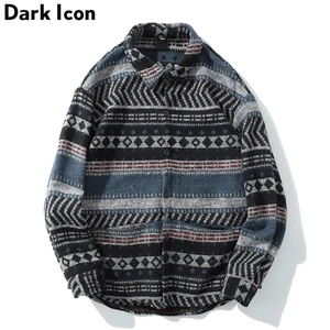 Шерстяная Рубашка Dark Icon с геометрическим рисунком, мужская рубашка с длинным рукавом, весна 2019, одежда для улицы