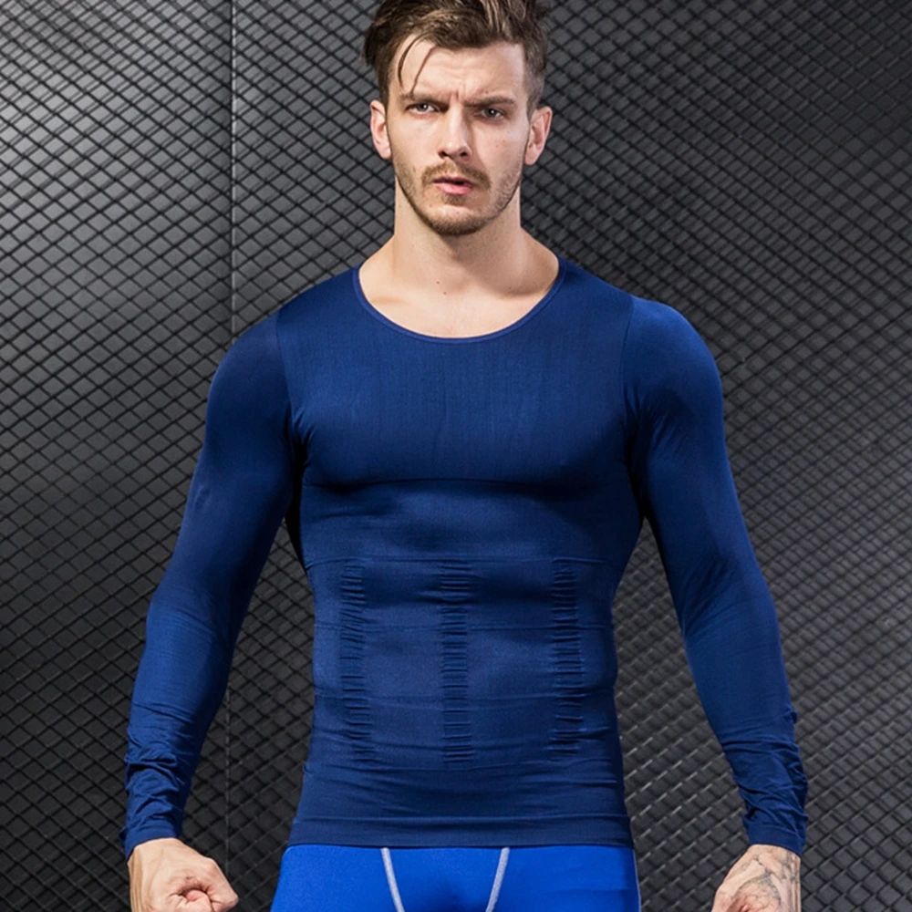 Мужские Формирователи тела с длинными рукавами рубашка Корректирующее белье для