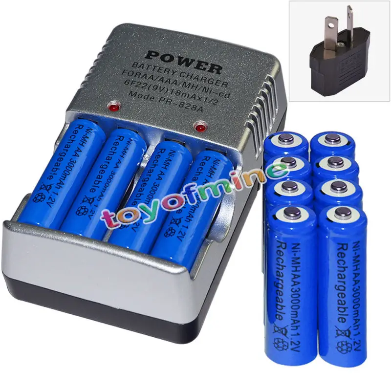 12x AA 3000mAh 1.2В батареи ni-mh аккумуляторная батарея синий + 1x смарт-зарядное