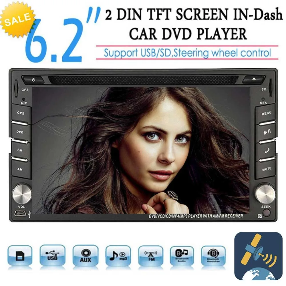 EinCar touch Screen Universal Double 2 Din Bluetooth In Dash Car CD DVD Player GPS Radio SWC USB RDS AM/FM Stereo Receiver | Автомобили и