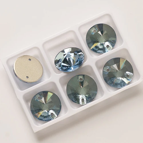 YANRUO 3200 Rivoli пришивные стразы, круглые бусины, камни, стразы, аппликации для свадебного платья, одежда, сделай сам, кристаллы для шитья - Цвет: Aquamarine
