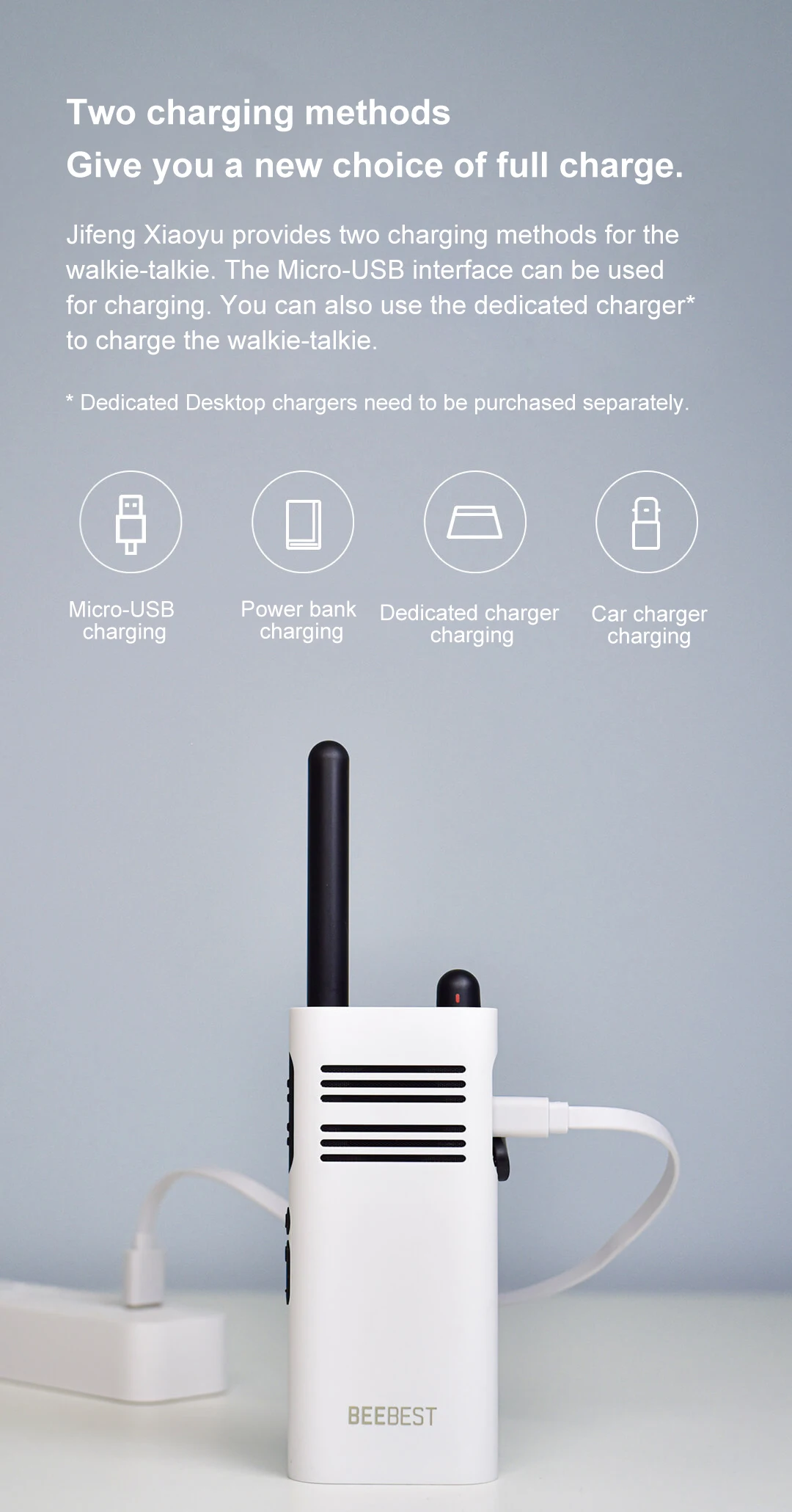 Xiaomi Beebest сяоюй иди и болтай Walkie Talkie “иди и Портативный ручной долгого ожидания батарея большой емкости беспроводной интерком