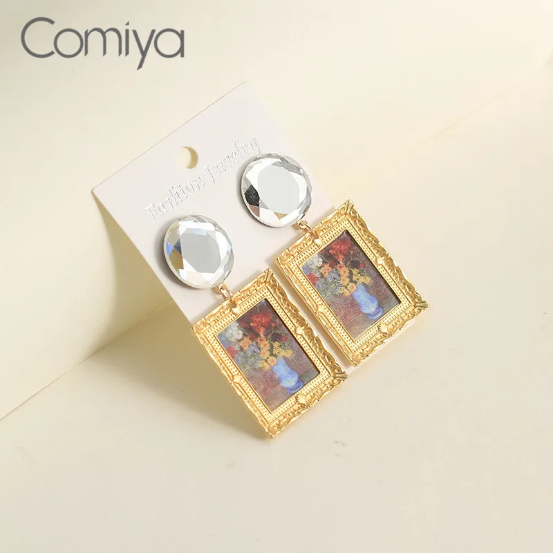 Женские Висячие серьги Comiya Винтажные с акриловой мозаикой геометрические