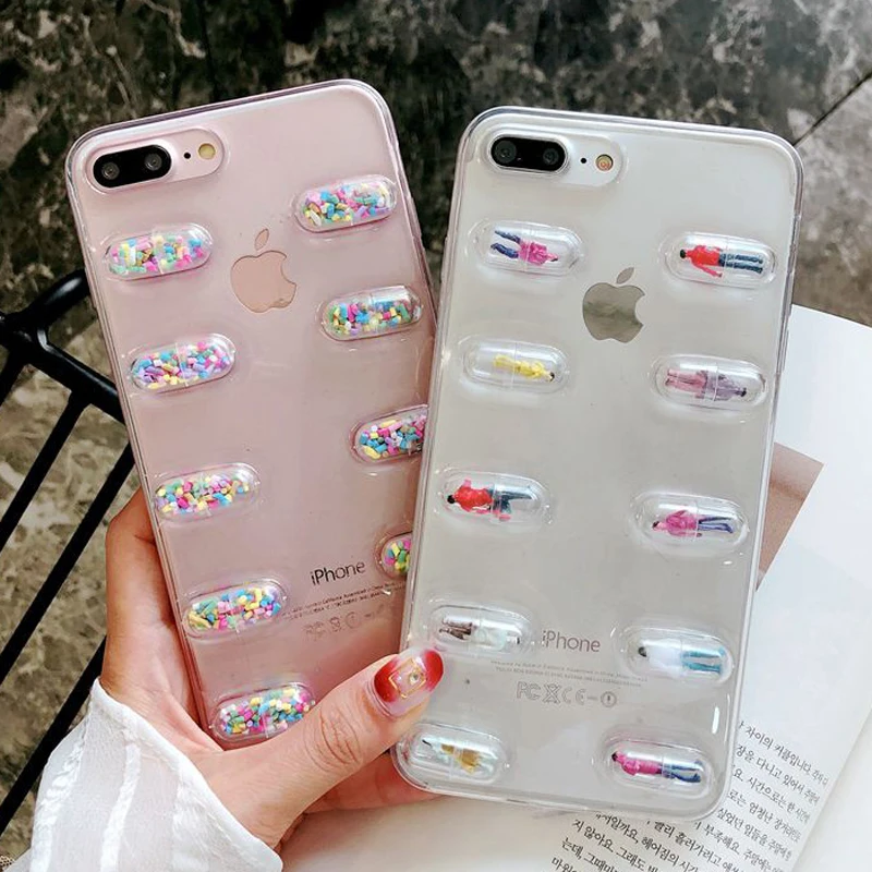 WOTP 3D мультяшная Капсульная кукла чехол для телефона iphone X модный прозрачный ТПУ