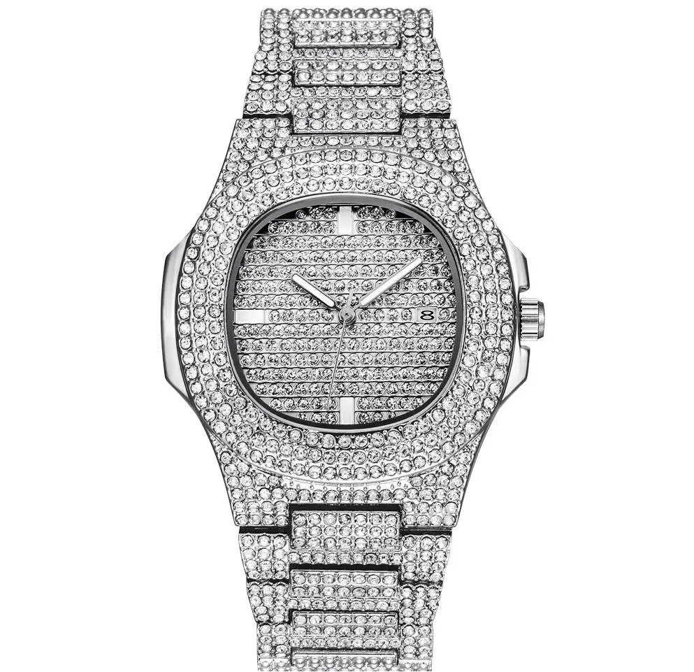 Часы наручные мужские кварцевые со стразами модные брендовые Роскошные в стиле