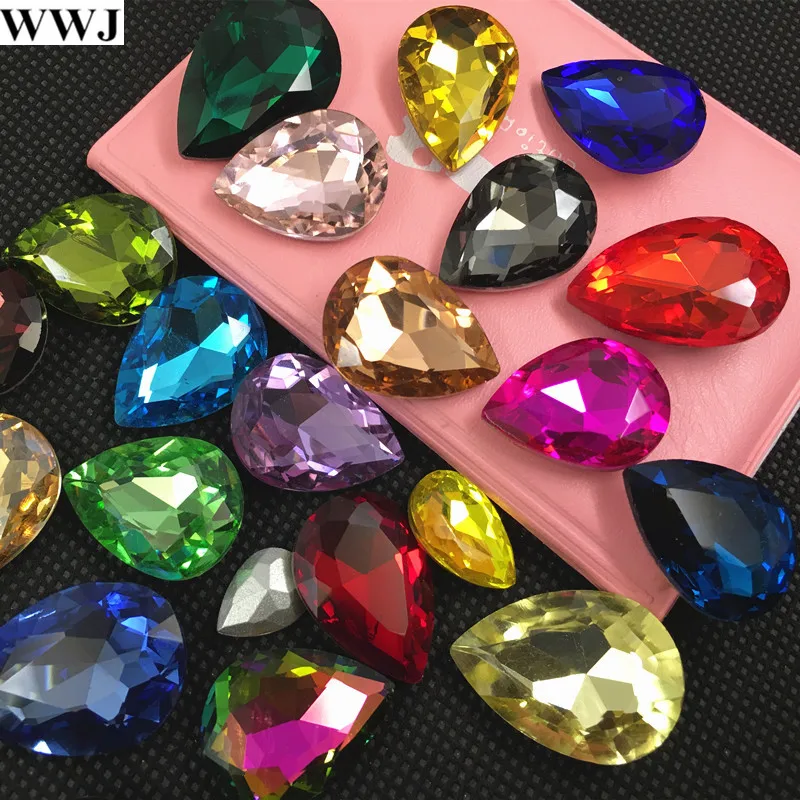 128 шт. 13x18 мм груша хрустальные каплевидные камни остроконечное стекло капельница