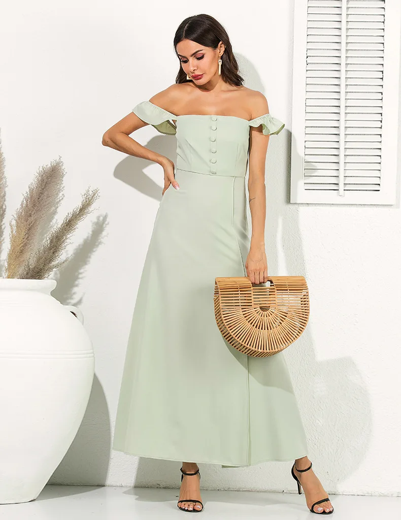 Платье с открытыми плечами макси открытой спиной элегантное женское платье