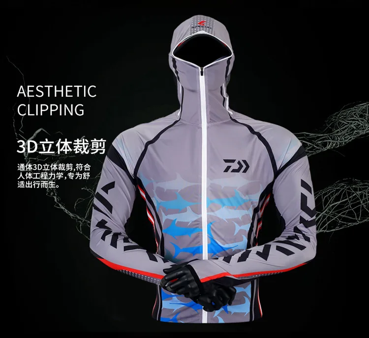 DAIWA Новое поступление Мужская одежда для рыбалки верхняя одежда с капюшоном на молнии Рубашки для рыбалки быстросохнущие с защитой от ультрафиолета для рыбалки куртки Dawa одежда