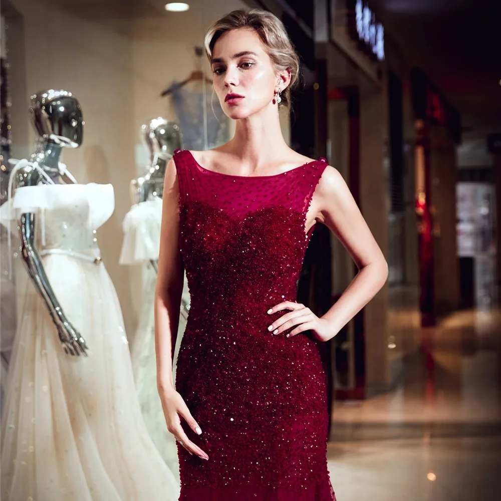 CEEWHY/бордовое Тюлевое платье с открытой спиной сексуальное для особых случаев