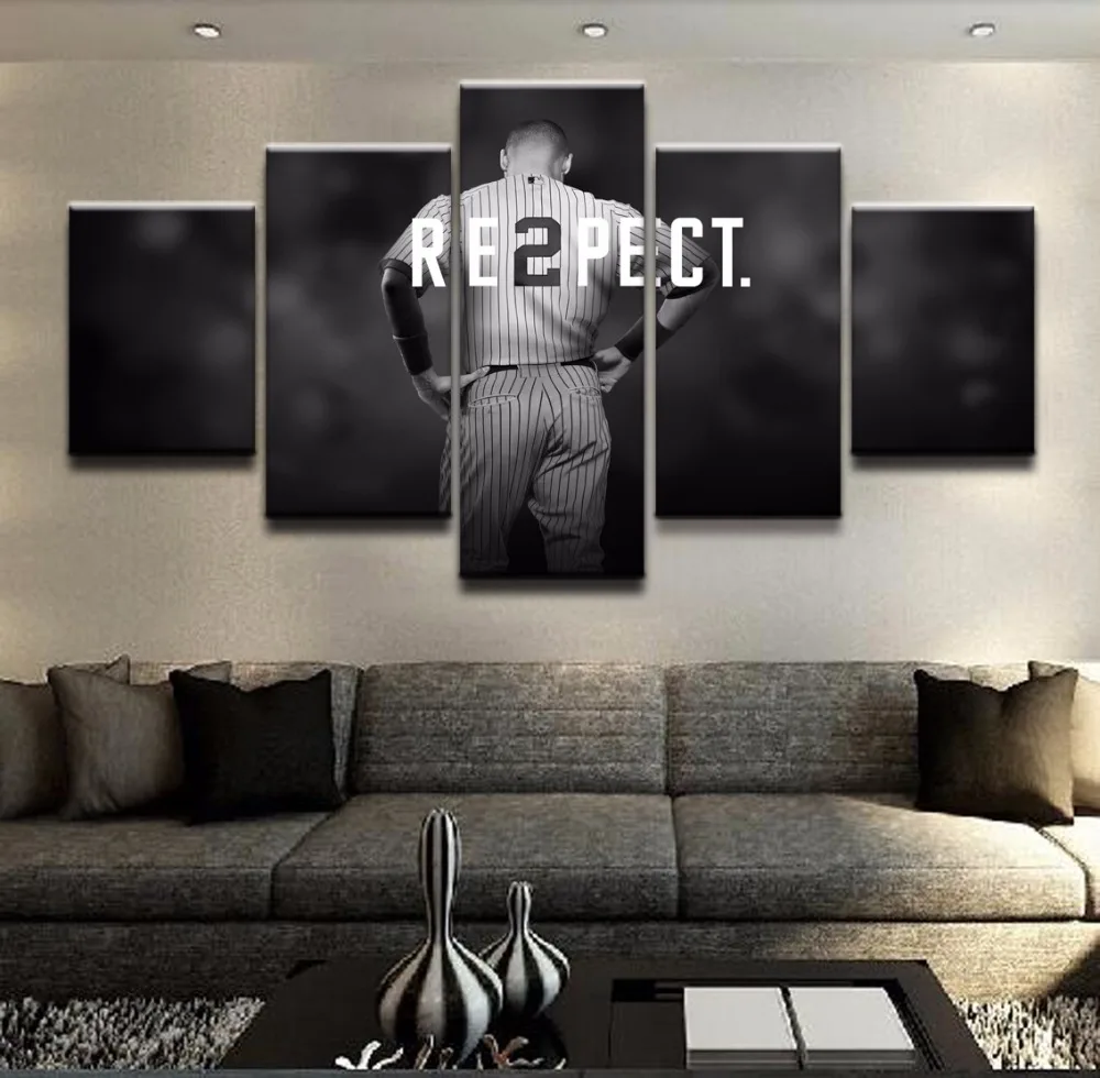 5 Pieces Derek Jeter Baseball Sports Poster Canvas Printed Wall Art Modern Home Decor Pictures Painting | Дом и сад