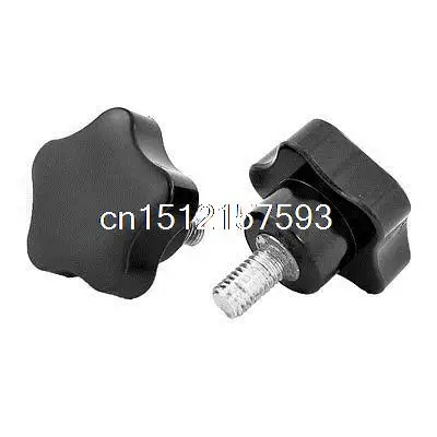 

2 Pcs Machine Tool M8 x 15 Male Thread 40mm Dia Bakelite Knobs Handle Black