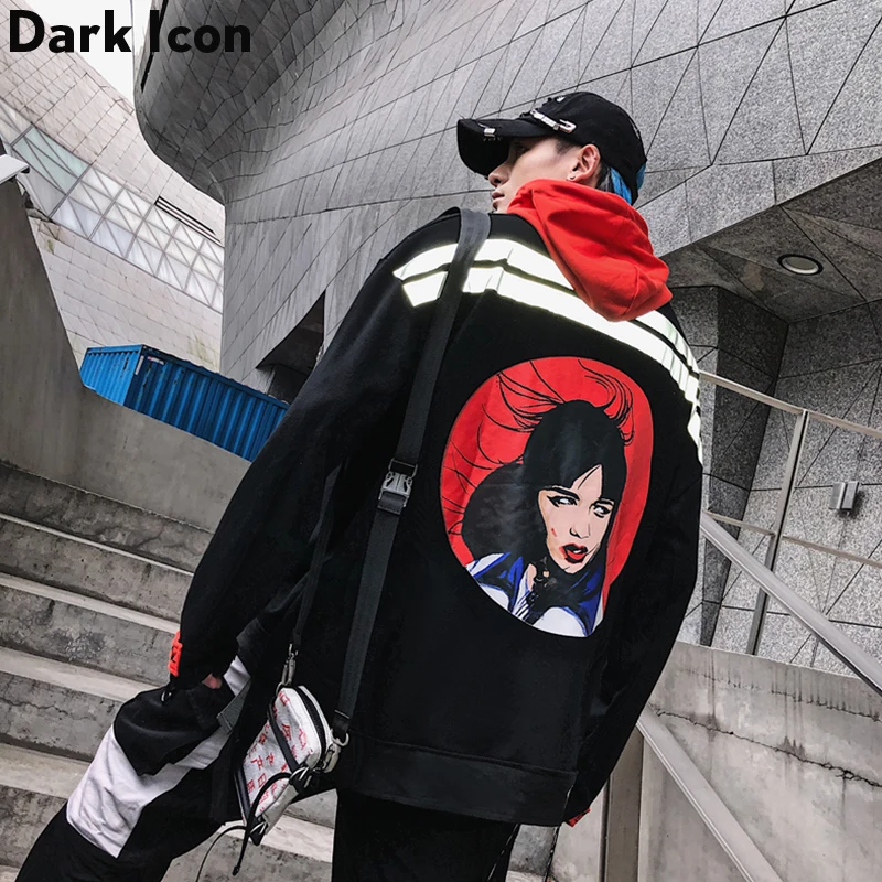 Dark Icon Girl 3M светоотражающая Толстовка в стиле хип-хоп Мужской пуловер с передним