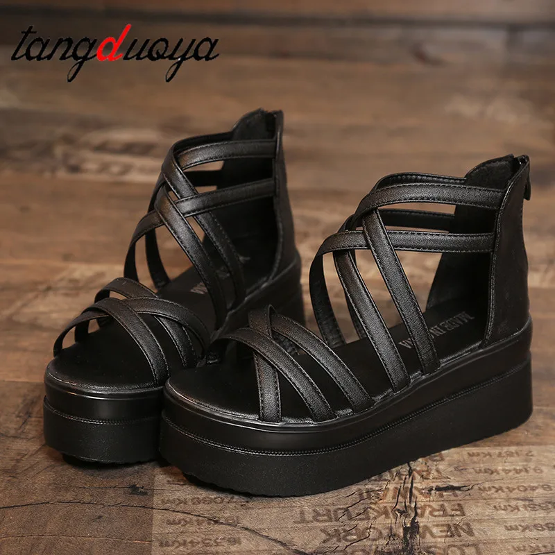 Женские сандалии гладиаторы летние женские туфли на толстой подошве и платформе